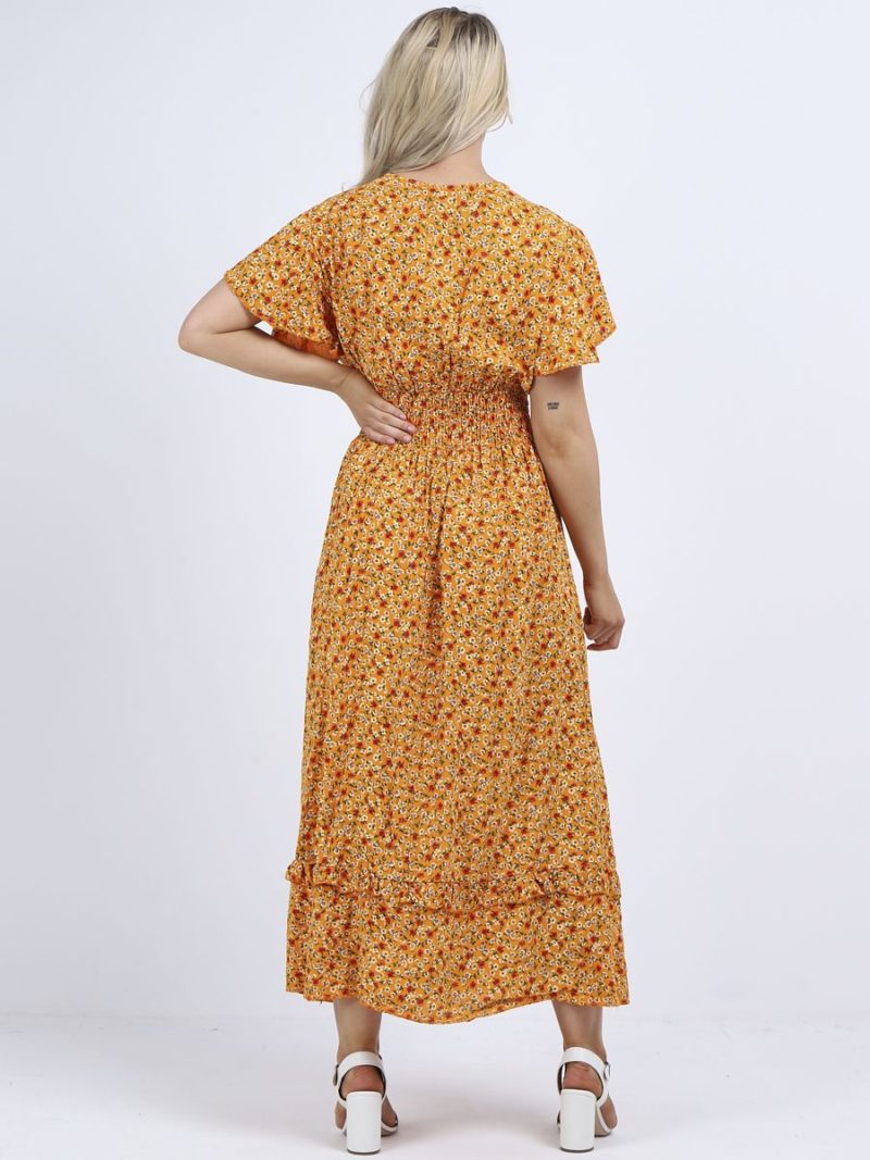 Apricot Ditsy Smock Maxi Dress - Image 4