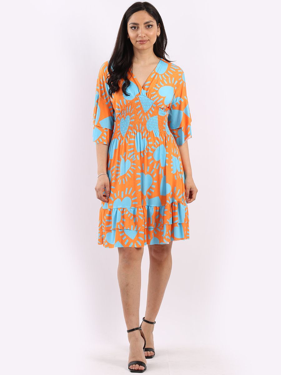 Love Heart Swing Dress - Orange