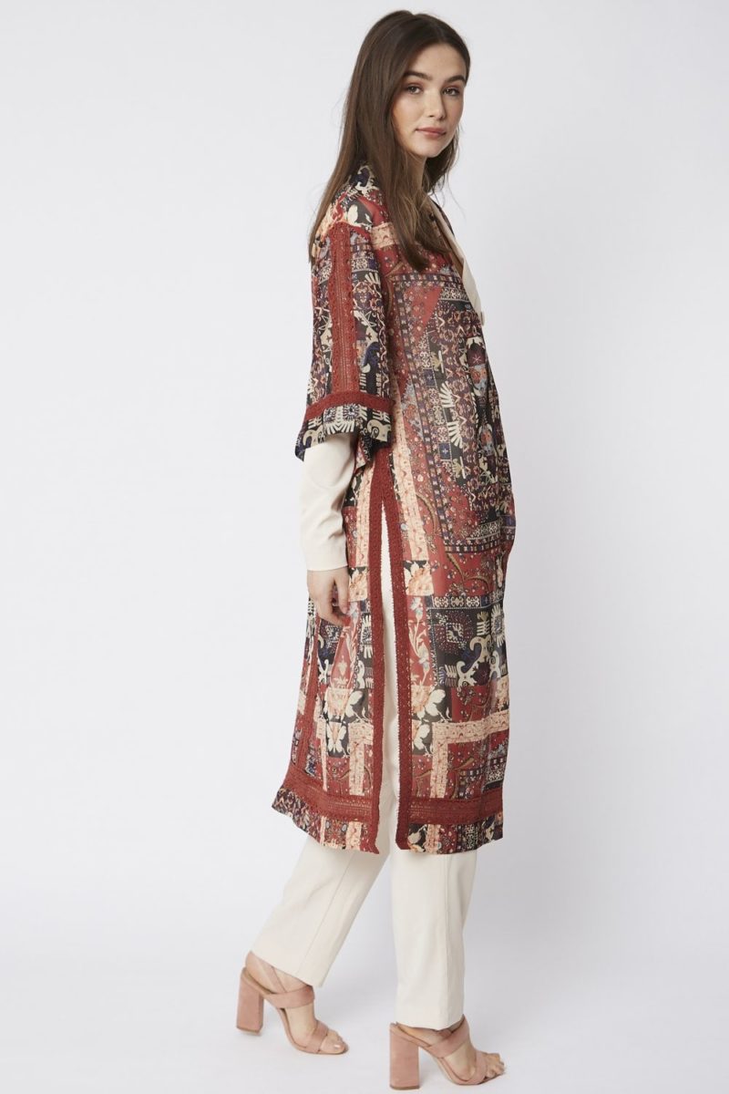 Silk Blend Ethnic Kimono - Image 4