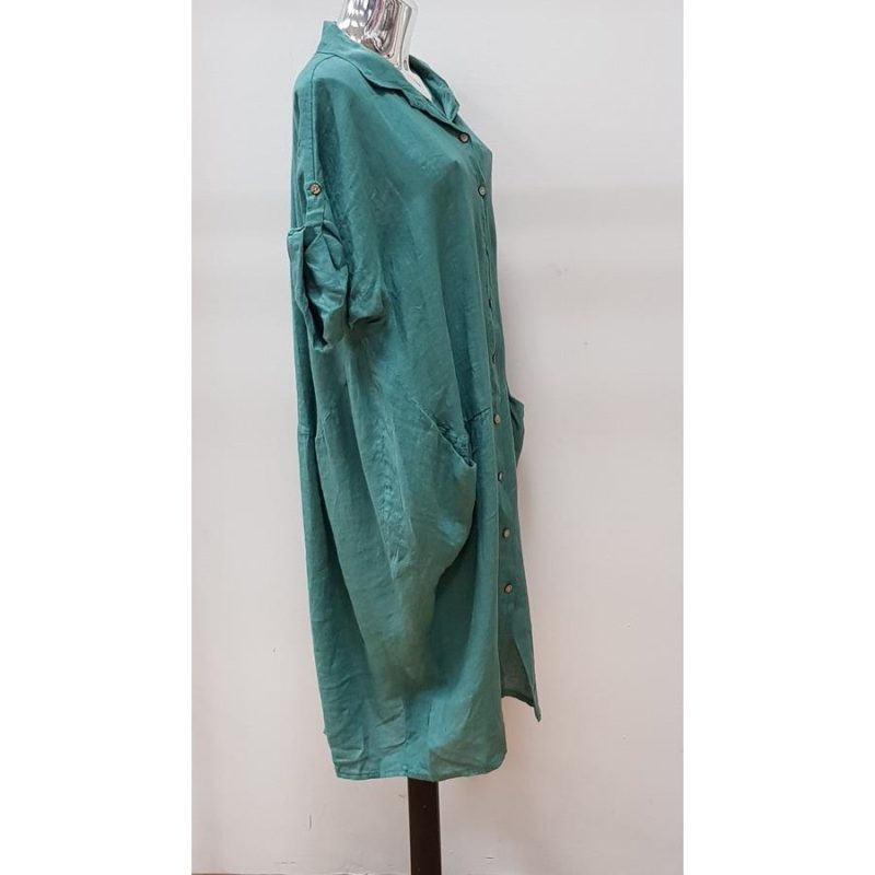 LONG MILITARY SHIRT DRESS WITH POCKETS - Image 4