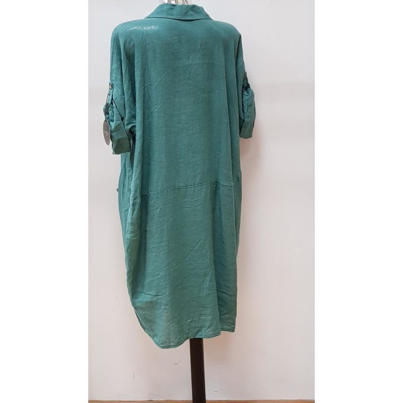 LONG MILITARY SHIRT DRESS WITH POCKETS - Image 3
