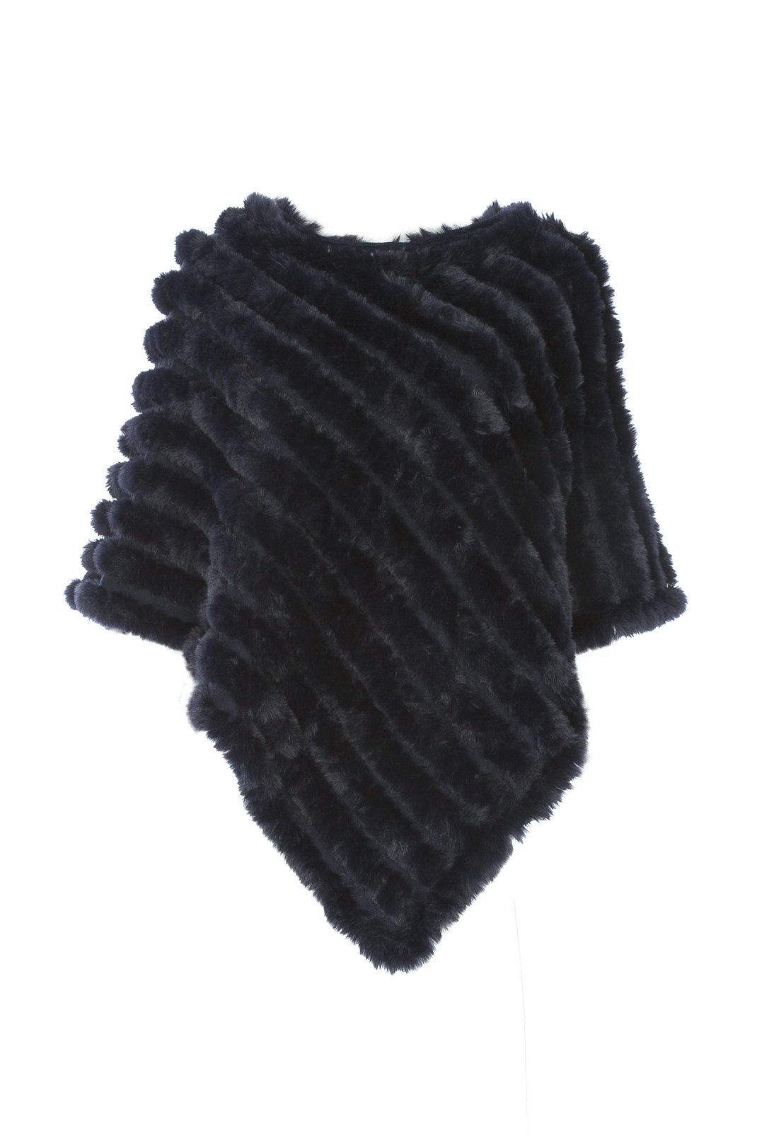 FMP21A-07 - Faux Fur Poncho- Navy - Image 3