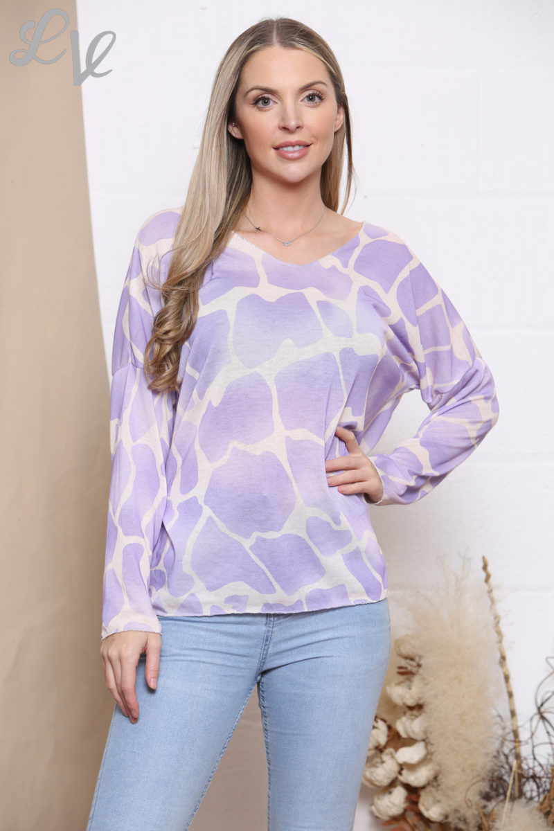 Giraffe Print Light Knit Top - Image 4