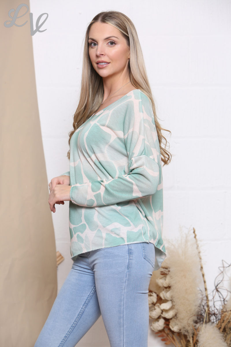 Giraffe Print Light Knit Top - Image 3