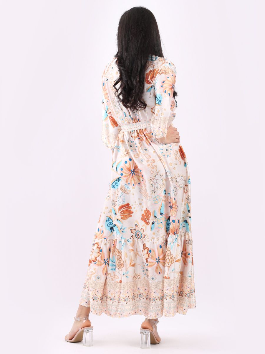 Beige floral clearance maxi dress