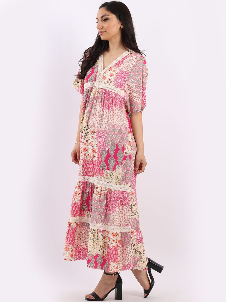 Lace boho hot sale maxi dress