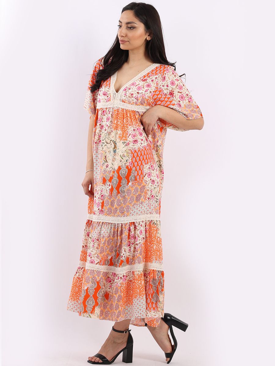 Boho Lace Maxi Dress - Orange - Image 4