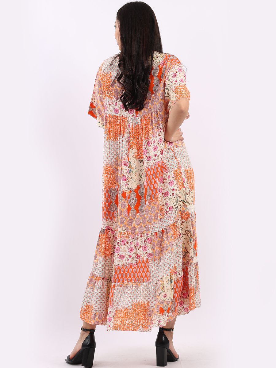 Boho Lace Maxi Dress - Orange - Image 5