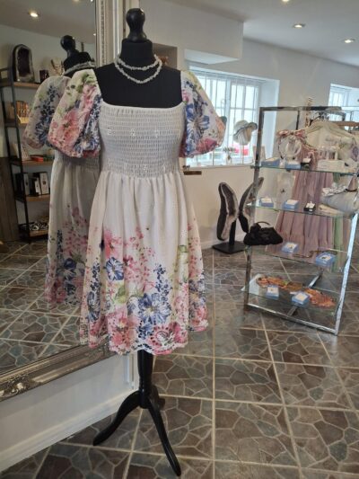 Pretty Pink and White Wild Flower Dress